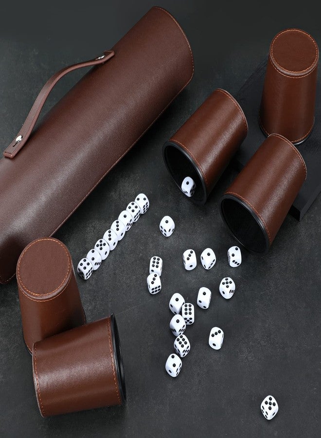 ImnBest Party Games Leather Dice Cup Set, 5 Black Dices Cups + 25 Dice + Exclusive Storage and Transport Case Made of Faux - Image 5